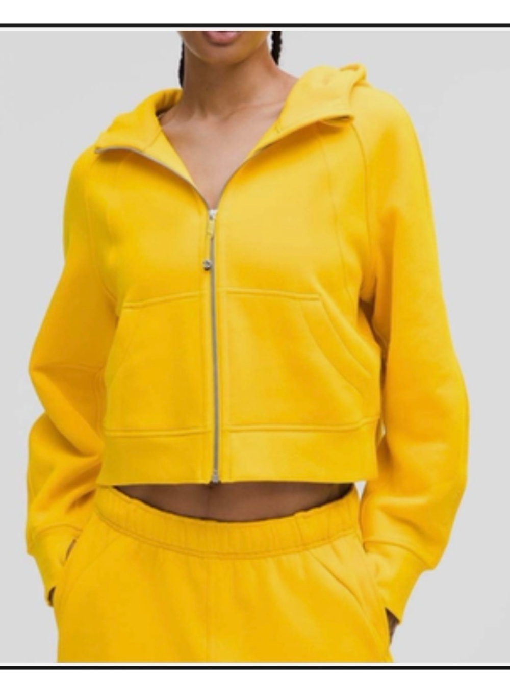 *LULULEMON ATHLETICA* Yellow Hooded Scuba Zip-Up Jacket Sweater w/ Pockets